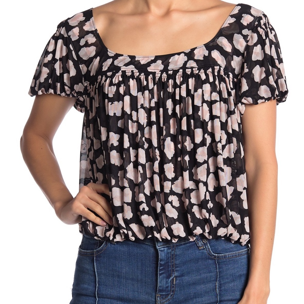 Free People Megs Blouse, size small (animal print) - Picture 2 of 8